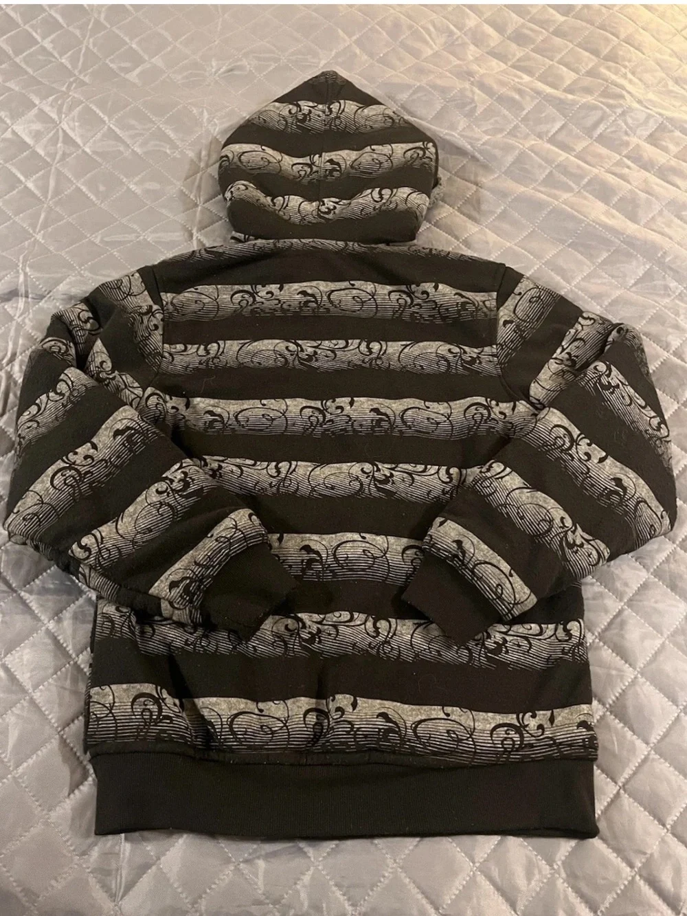 Silver Point Y2K Skull Tribal Grunge Skater Hoodie Sherpa Full Zip Boys L Men XS